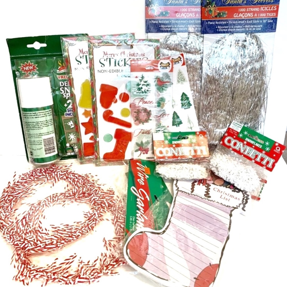 Vintage Christmas Decoration Party Supplies Tinsel Garland Snowflake Stickers